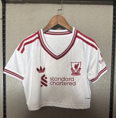 26-27 Liverpool Away White Women Navel-revealing style Soccer Jersey-7411 26-27 Liverpool Away White Women Navel-revealing style Soccer Jersey-7411