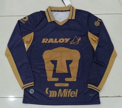 (S-4XL) 26-27 PA UNAM Away Royal Blue LS Thailand Soccer Jersey AAA-5378