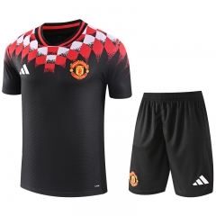 26-27 Manchester United Black Short-sleeved Thailand Soccer Tracksuit-815 26-27 Manchester United Black Short-sleeved Thailand Soccer Tracksuit-815